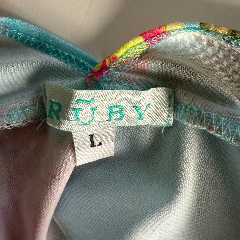 Vintage Ruby Women's Floral Print Fit and Flare V-Neck Dress‎ Sleeveless Size L - Picture 3 of 7